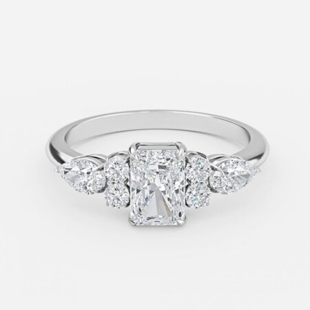 7 stone unique radiant engagement rings