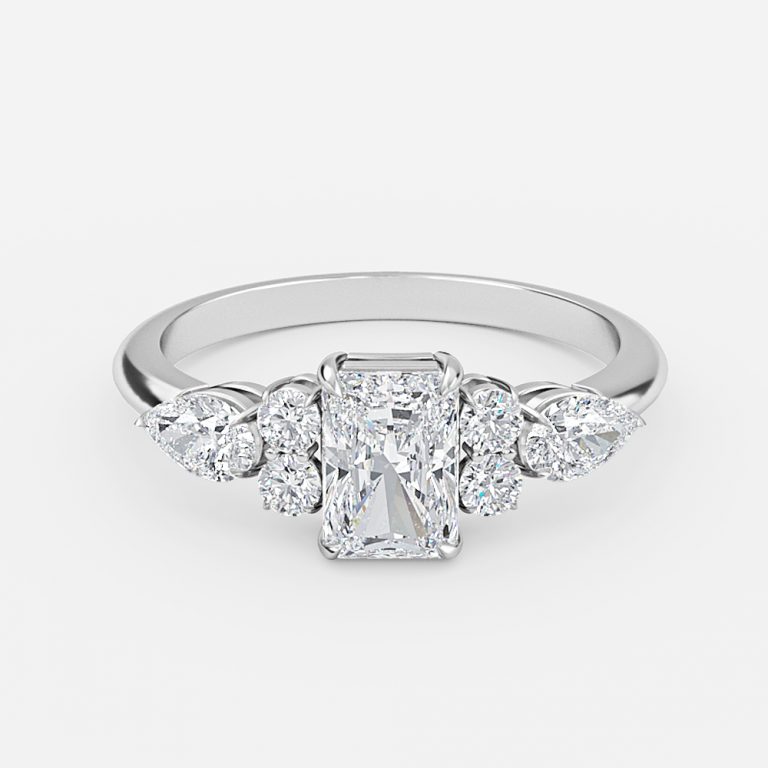 7 stone unique radiant engagement rings