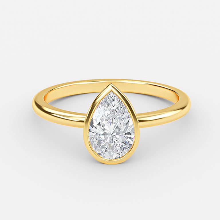 bezel set pear diamond ring