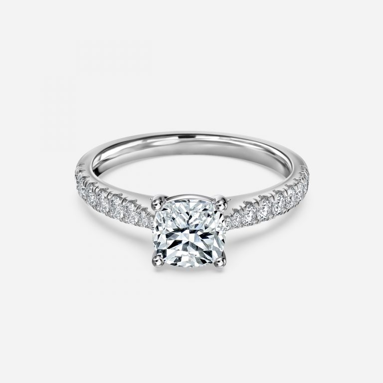 cushion and diamond wedding band
