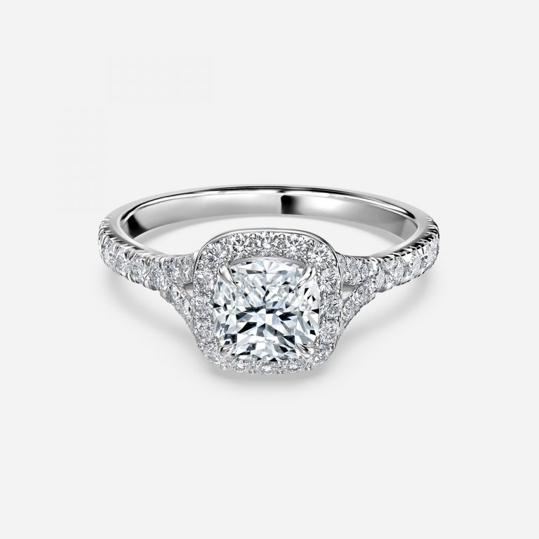 cushion cut with halo engagement rings
