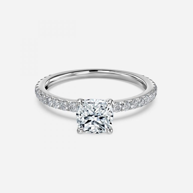 dainty cushion cut engagement ring
