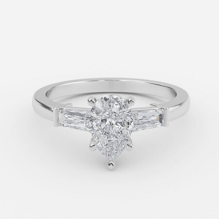 Lily Of The Valley Pear Three Stone Engagement Ring