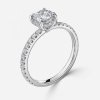 hidden halo cushion cut diamond engagement ring white gold