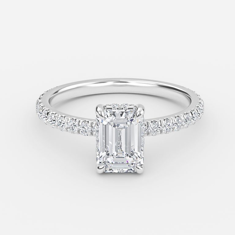 hidden halo emerald cut ring1.2ct