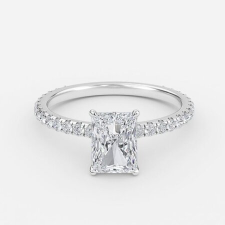 hidden halo engagement ring radiant