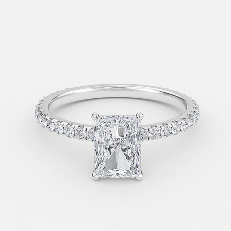 hidden halo engagement ring radiant