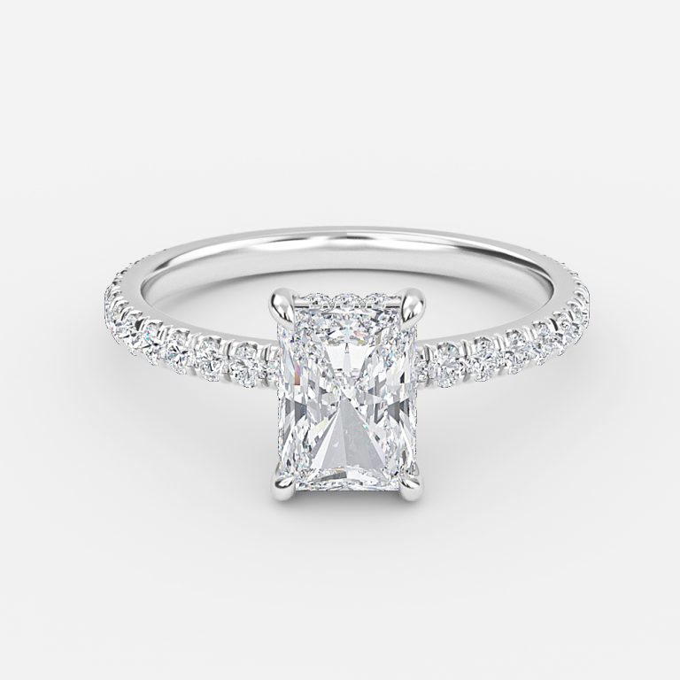 hidden halo radiant diamond ring