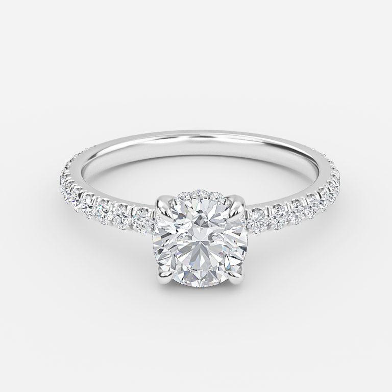 hidden halo round diamond ring