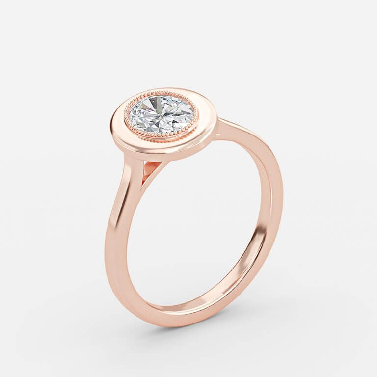 oval bezel unique engagement ring