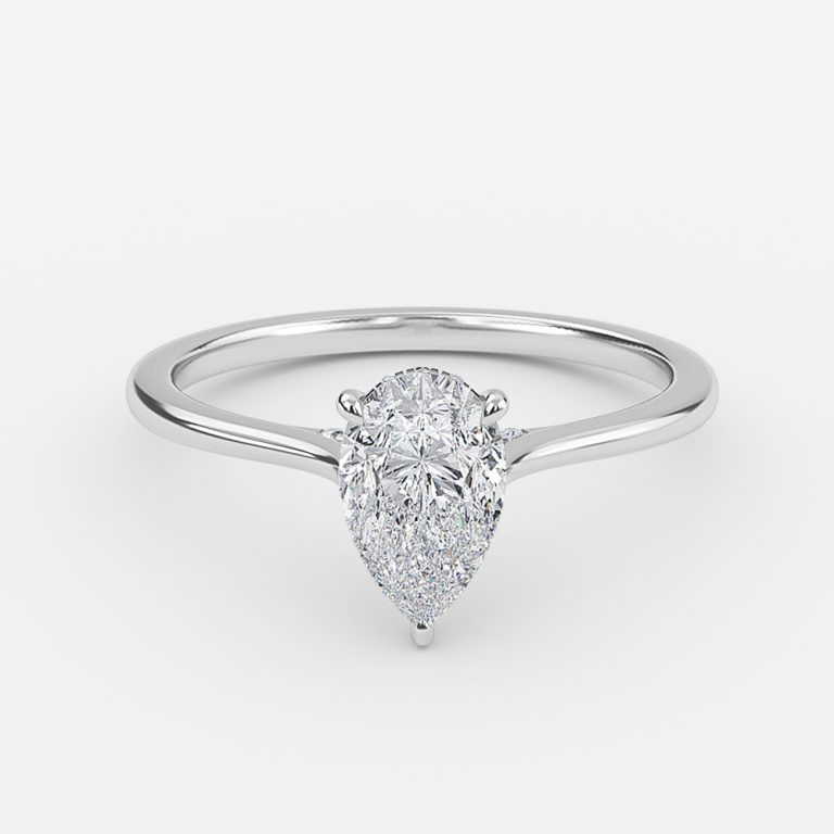 pear hidden halo engagement ring 2ct