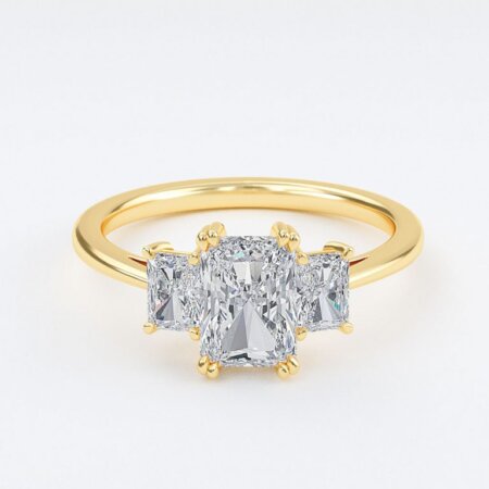 radiant 3 stone engagement ring