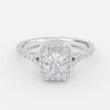 radiant cut with halo engagement rings