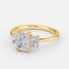 three stone engagement ring radiant side