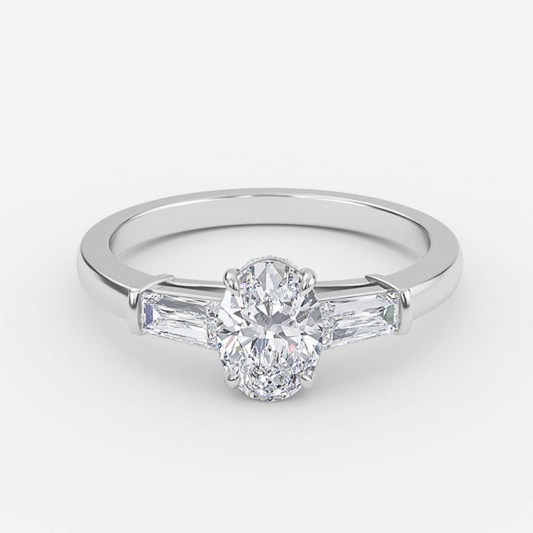three stone oval engagement ring