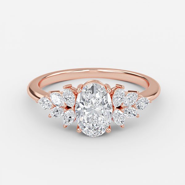 3 stone oval diamond ring rose gold
