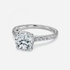 lab created hidden halo cushion diamonds engagement rings