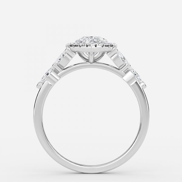 pear cut halo diamond rings