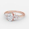 three stone lab created oval diamond ring