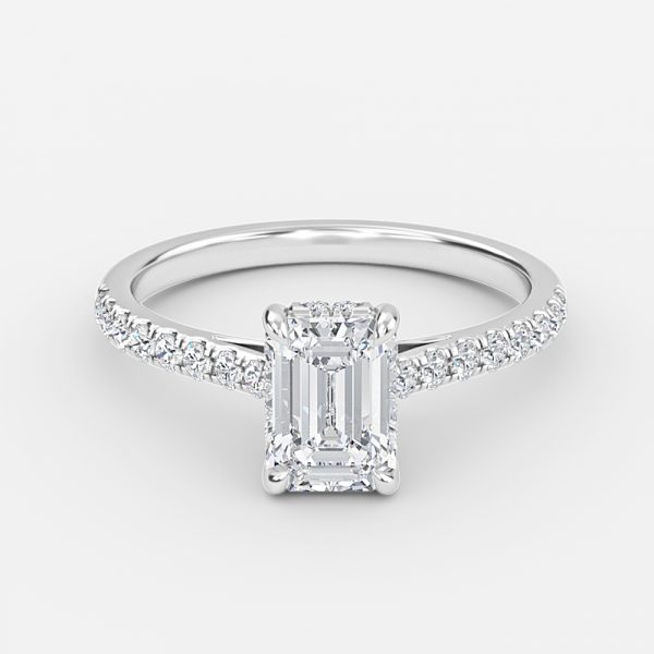 white gold emerald diamond engagement ring