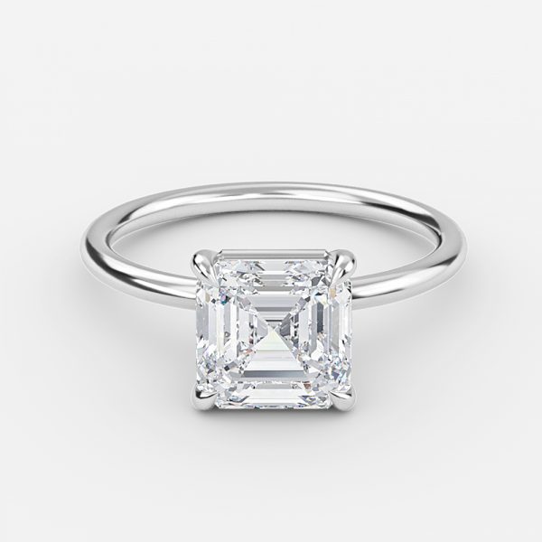 Single stone asscher cut diamond ring