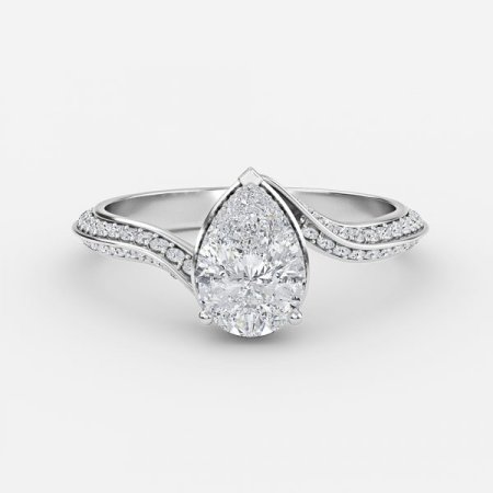 Aria Pear Hidden Halo Engagement Ring