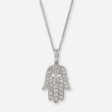 diamond hamsa hand pendant