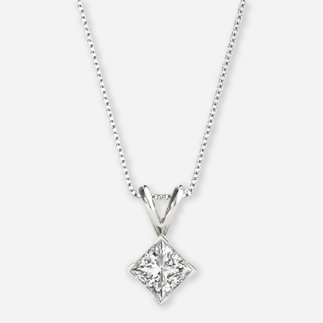 diamond princess cut solitaire pendant
