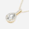 halo pear diamond pendant necklace