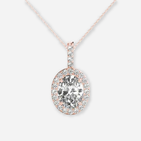 4 Prong Oval Lab Diamond Halo Pendant 4 Prong Oval Lab Diamond Halo Pendant