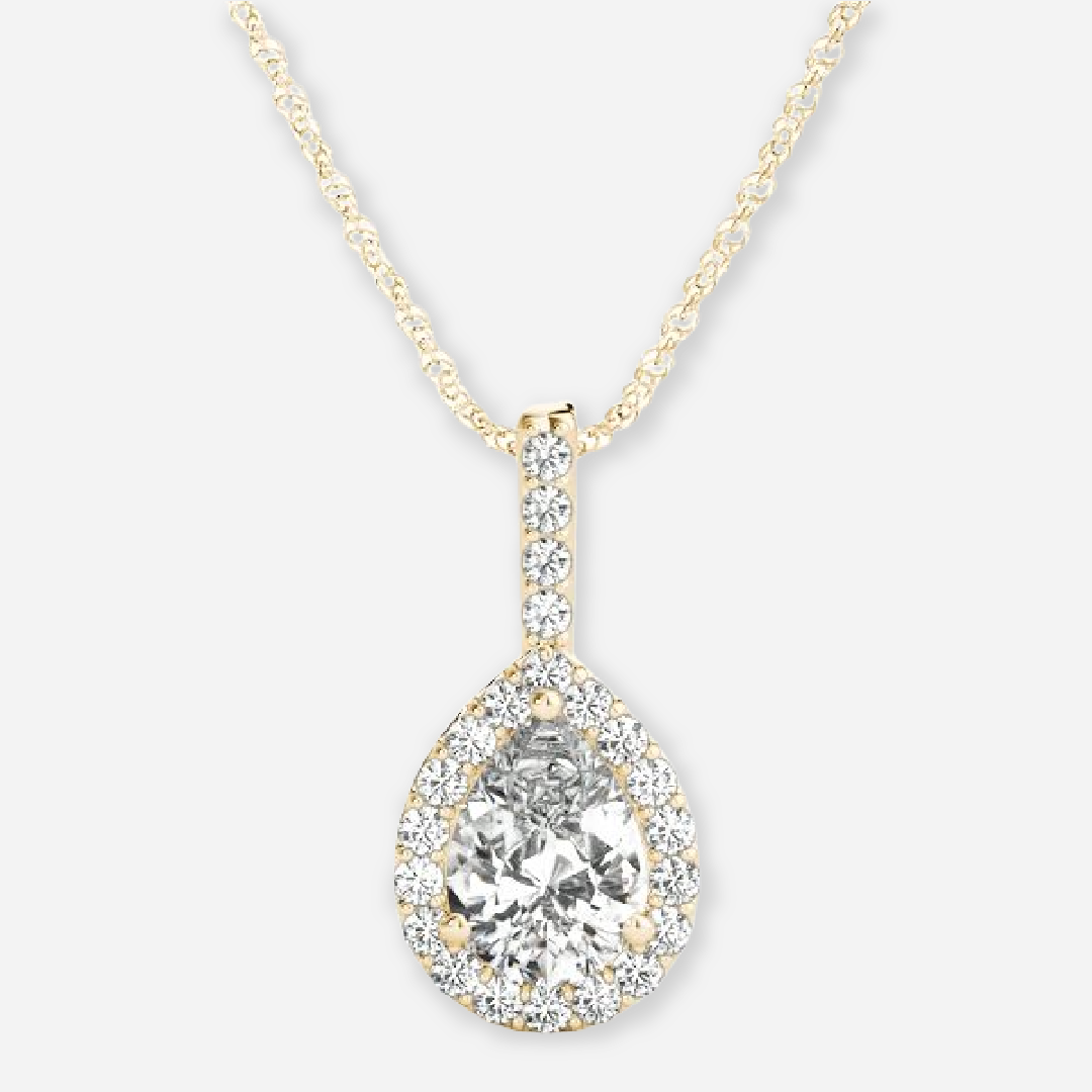pear diamond pendant with halo
