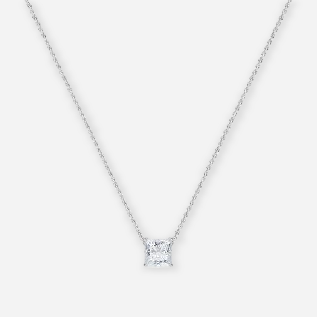princess-cut diamond solitaire pendant