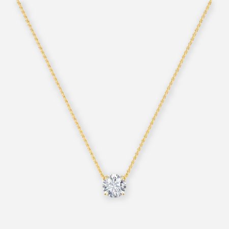 4 Prong Round Lab Diamond Solitaire Pendant