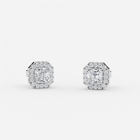 Asscher Lab Grown Diamond Halo Earrings Asscher Lab Grown Diamond Halo Earrings
