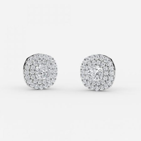 Cushion Lab Grown Diamond Double Halo Earrings Cushion Lab Grown Diamond Double Halo Earrings