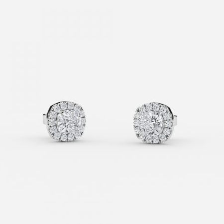 Cushion Lab Grown Diamond Halo Earrings Cushion Lab Grown Diamond Halo Earrings
