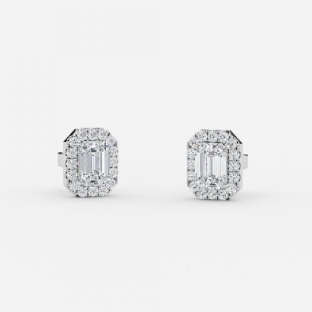 Emerald Lab Grown Diamond Halo Earrings Emerald Lab Grown Diamond Halo Earrings