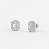 emerald cut halo diamond earring for women