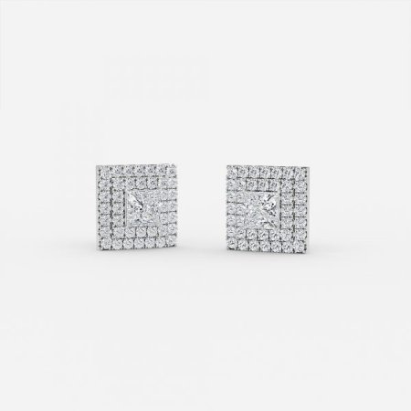 Princess Lab Grown Diamond Double Halo Earrings Princess Lab Grown Diamond Double Halo Earrings