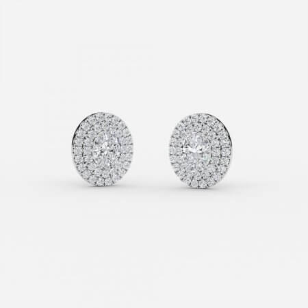 Oval Lab Grown Diamond Double Halo Earrings Oval Lab Grown Diamond Double Halo Earrings