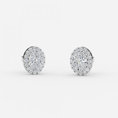 Oval Lab Grown Diamond Halo Earrings Oval Lab Grown Diamond Halo Earrings