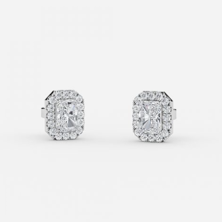 Radiant Lab Grown Diamond Halo Earrings Radiant Lab Grown Diamond Halo Earrings