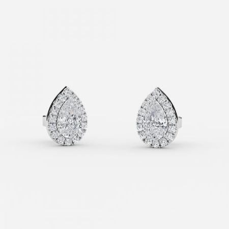 Pear Lab Grown Diamond Halo Earrings Pear Lab Grown Diamond Halo Earrings