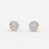 yellow gold round diamond stud earring 14K