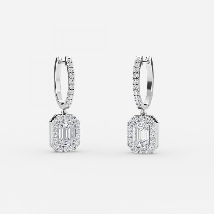 diamond emerald cut hoop earring