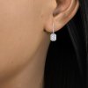 emerald shaped diamond hoop and drops earring for women