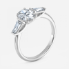 lab created three stone oval diamonds engagement ring on hand