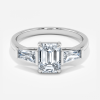 three stone emerald cut diamond wedding ring