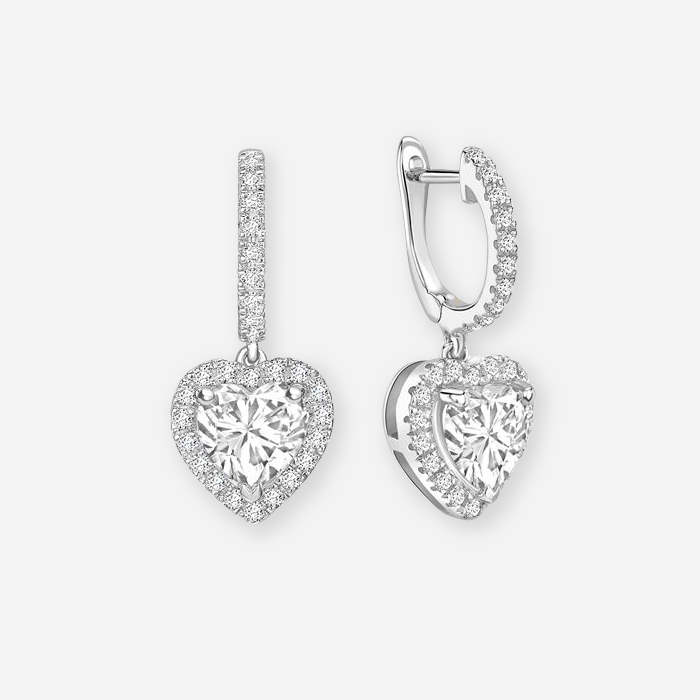 white gold heart diamond hoop earrings for women