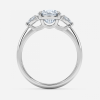 cushion cut engagement ring with three stone